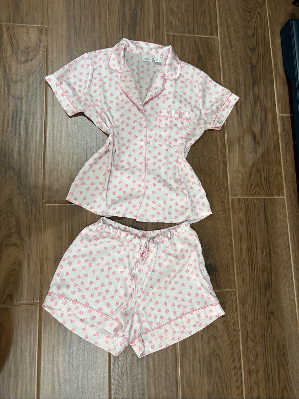 Tabitha Pink Heart-Print Short Pajama Set